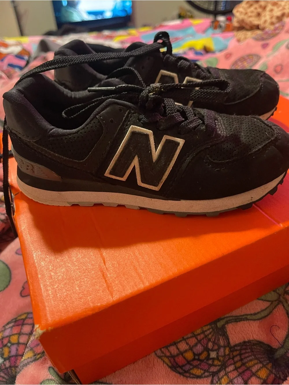 New Balance Kids Black and White Casual Sneakers